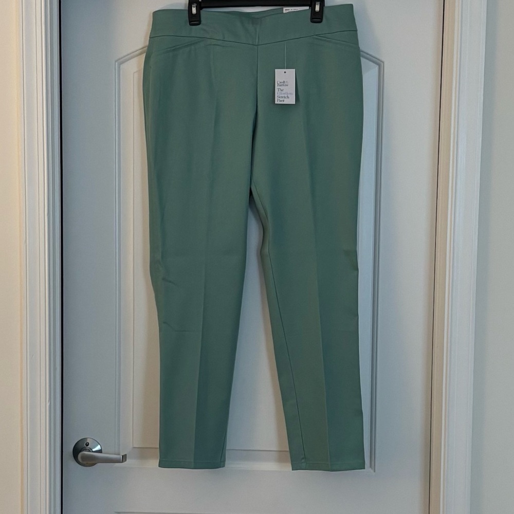 Croft & Barrow Straight Mid Rise Pants 16 Regular Color Spring Teal - Picture 7 of 10